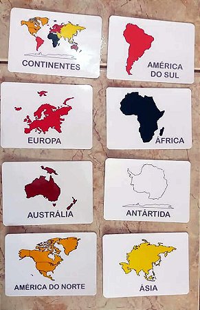 Flashcards Mapa Mundi - Continentes e Oceanos