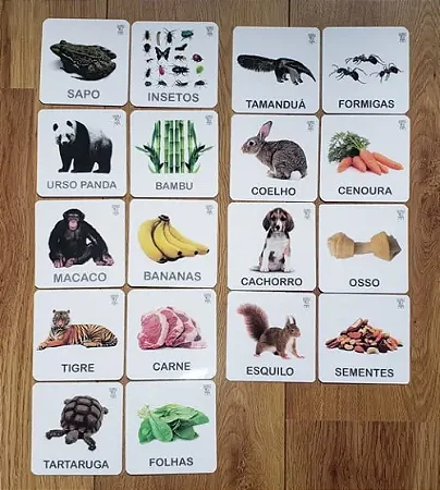 Flashcards Animais e sua alimentação