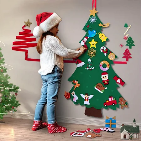 Árvore de Natal interativa em feltro