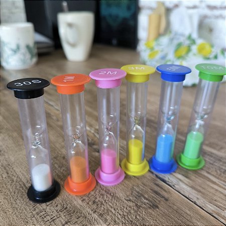 Conjunto de Ampulhetas Coloridas – 6 Tempos para crianças