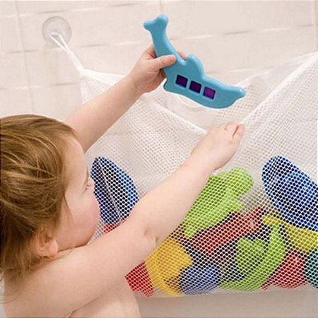 Saco organizador tipo rede para brinquedos de banho
