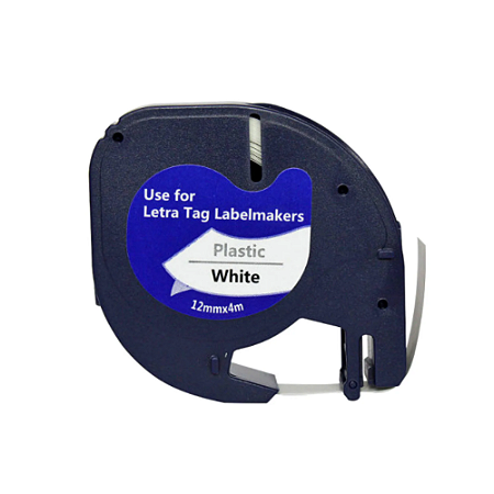 Fita para Rotuladora Dymo Letratag 91201 Compatível Branca e Preta