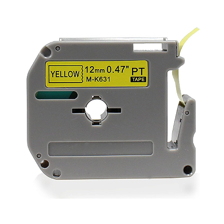 Fita para Rotuladora Compatível Brother Mk 631 / MK631 / Amarelo / Preto