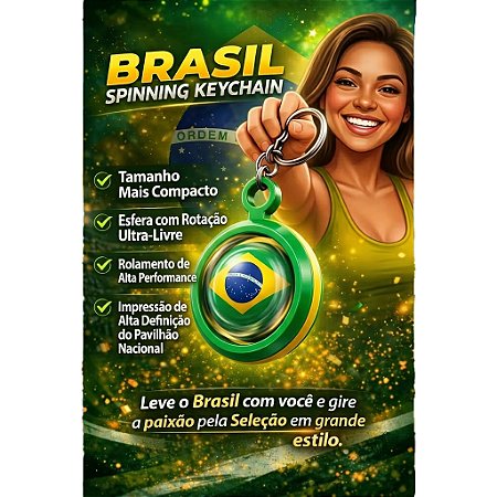 Chaveiro Giratório Brasil - Spinner Rotação Suave