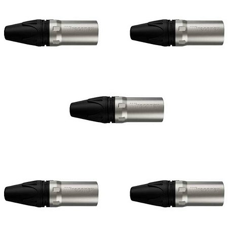 Kit de 5 Conectores Xlr Macho 3 Polos Canon Cabo Plug Wc1013