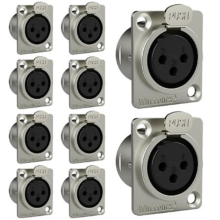 Kit Conectores Xlr Fêmea Para Painel Medusa Wireconex 10und
