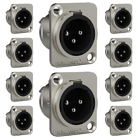 Kit com 10 Conectores Xlr Macho de Painel Medusa Wireconex