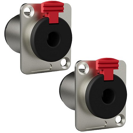 Kit 2 Conectores P10 Trs Fêmea Painel Jack Trava Wireconex