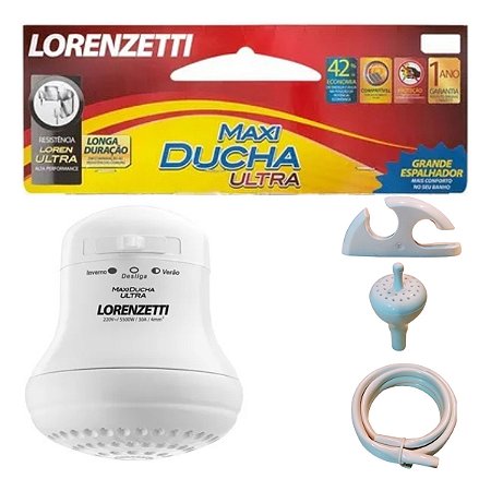 Chuveiro Maxi Ducha Ultra 3T Branco 220V 5500W Lorenzetti