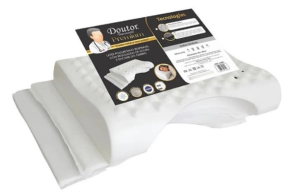 Travesseiro Cervical Anatomico em Latex Premium Indeformável Branco