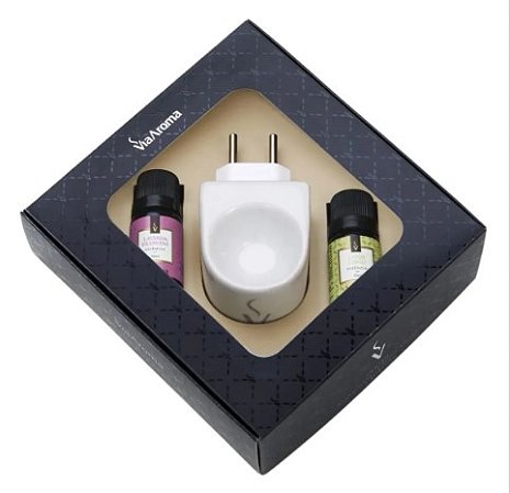 Kit Presente Via Aroma Elegance Difusor Ceramica com 02 Essencias.