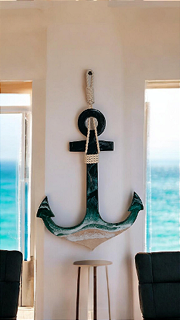 Âncora Decorativa resina verde 60cm MDF