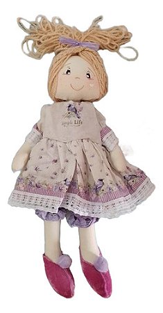Boneca De Pano Artesanal Lavanda 41 Cm Bolinhasdeanisateliê