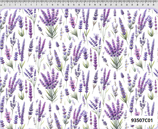 Tecido Tricoline Digital Lavanda e Ramos 50x150cm F Maluhy