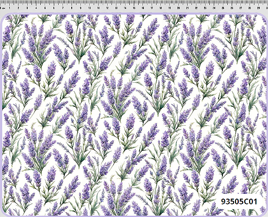 Tecido Tricoline Digital Lavandas Soltas 50x150cm Fernando Maluhy Coleção Lavanda