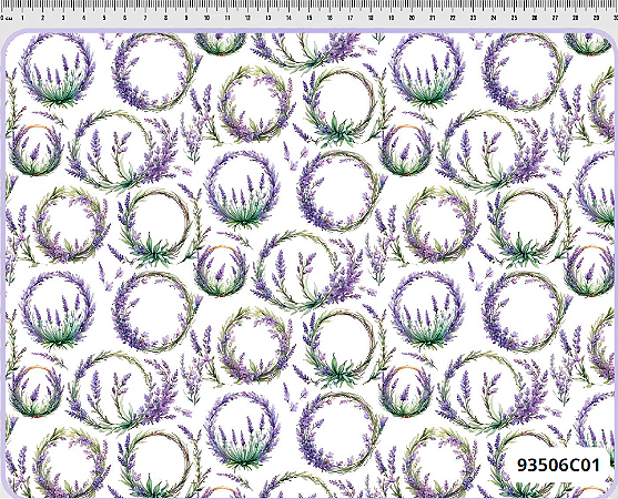 Tecido Tricoline Digital Lavanda e Aros 50x150cm Fernando Maluhy Coleção Lavanda