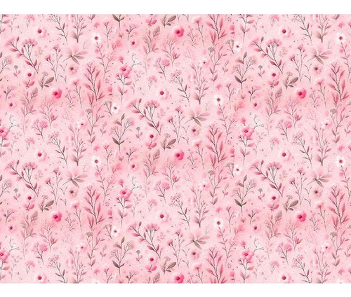 Tecido Tricoline Estampado Digital Coleção Floral Serenity Raminhos Rosa 50x150