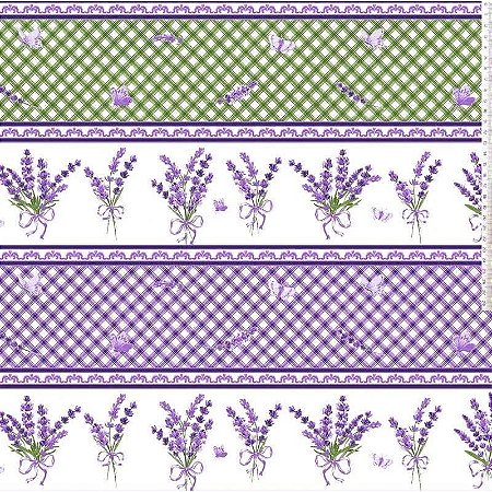 Tecido Tricoline Estampado Coleção Lavanda por MC Designer, 50x150cm, Fernando Maluhy, Floral e Xadrez
