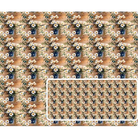 Tecido Tricoline Digital Coleção Daisies Margarida Fundo Madeira 50x150 cm, Fernando Maluhy