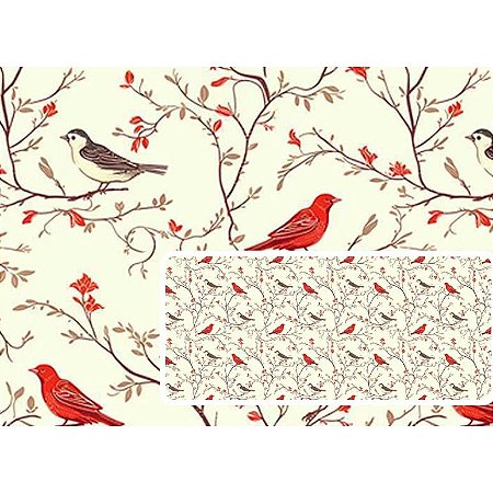 Tecido Tricoline Digital Fernando Maluhy Coleção Vintage Red Passarinhos 50x150 cm, 100% Algodão