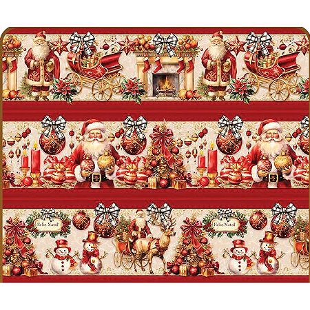 Tecido Tricoline Digital Fernando Maluhy Natal com Papai Noel e Cenário Natalino 55x150 cm, 100% Algodão