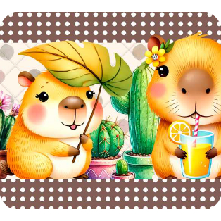 Tecido Tricoline Digital Fernando Maluhy Coleção Capybara Barrado 55 x 150 cm, Capivara