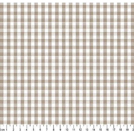 Tecido Tricoline Fio Tinto Xadrez Bege 1132, 50x150cm Tecidos Caldeira, 100% Algodão