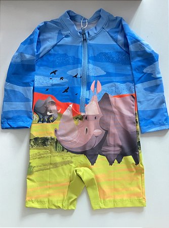 Macaquinho Infantil com zíper frontal Menino - Amigos da Savana