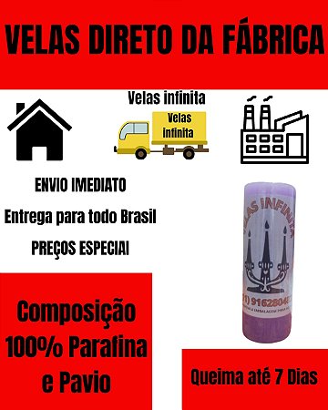 Vela Votiva ( LILÁS ) Kit com 12 Velas