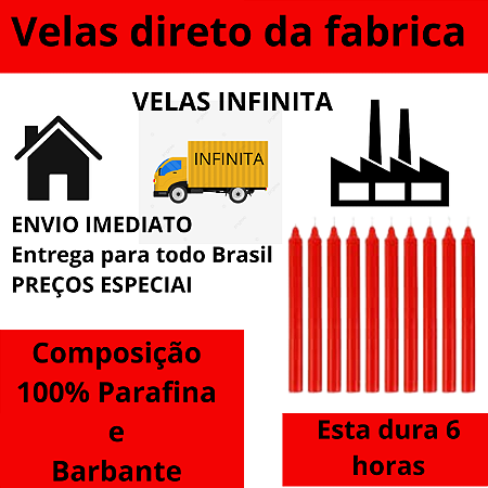 Pacote 1 Kg de Vela Palito Vermelha