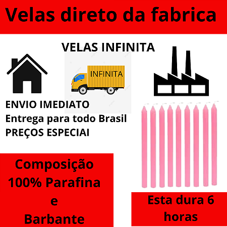 Pacote 1 Kg de Vela Palito Rosa