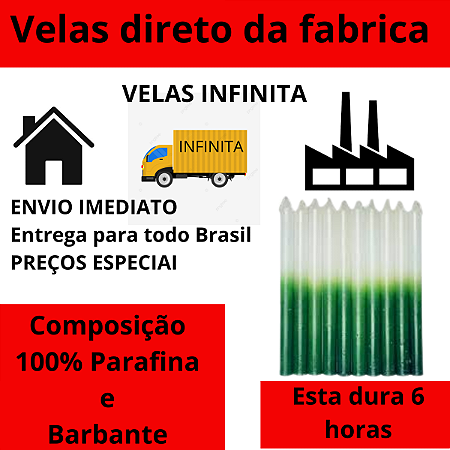Pacote 1 Kg de Vela Palito ( Branca e Verde )