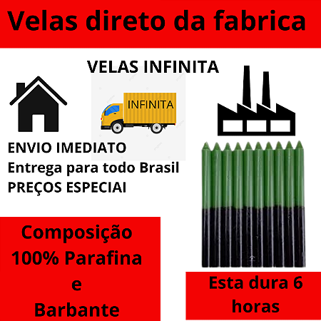 Pacote 1 Kg de Vela Palito ( Verde e Preto )