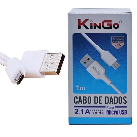 Cabo de Dados Usb Kingo Para Android  V8  Branco ou Preto Super Resistente