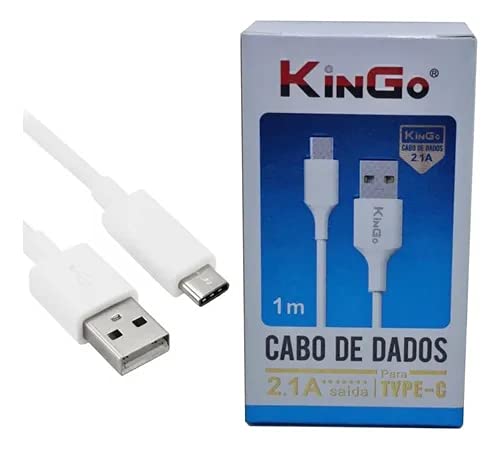 Cabo de Dados Usb Kingo Para Type -C Branco Ou Preto  Super Resistente