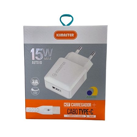 CARREGADOR 1 USB 3.1A 15W TIPO C T503UC - T502UC KIMASTER