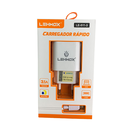 CARREGADOR USB 3.1 IPHONE LE-511-3 LEHMOX