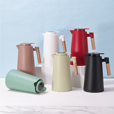 Garrafa térmica nórdica com display digital de temperatura, garrafa térmica forrada de vidro de 1 litro para chá e café