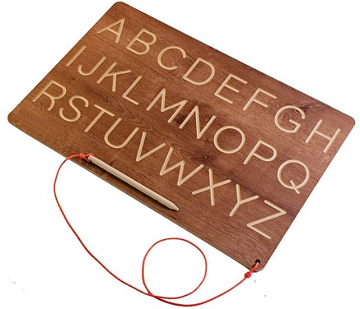 Alfabeto Letras De Forma C/ Lápis Tabuleiro Motor Montessori