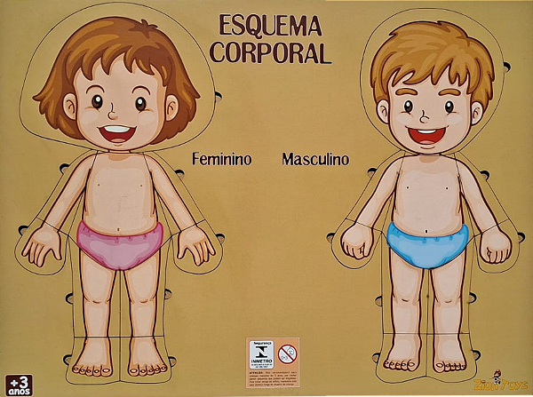 Esquema Corporal Feminino E Masculino Em Mdf Com 20 Peças