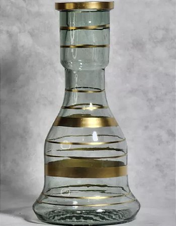 Jarro Egipsio Sino Grande Transparente Filete Dourado 30cm