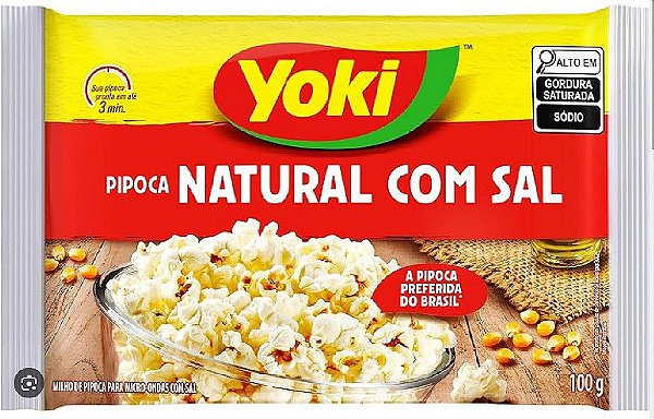Pipoca Microondas Yoki Natural Com Sal 100g
