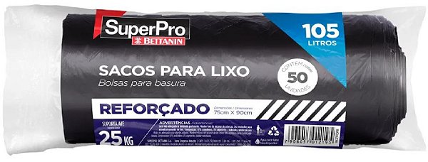 Saco Pra Lixo Rolo 105l Pt C/50 1un