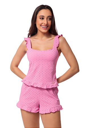 Pijama curto rosa