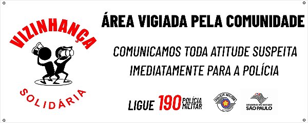 Faixa Vizinhança Solidária  Lona+Impressão Digital 150x60 cm