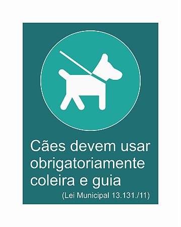 Placa Usar Guia ou Coleira PS+Impressão Digital 30x40 Cm