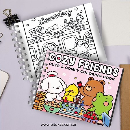 Caderno para colorir  Cozy Friends Com nome na capa