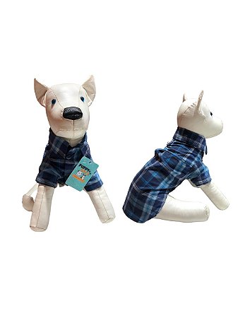Camisa Pet Azul Quadriculada Para Cachorros
