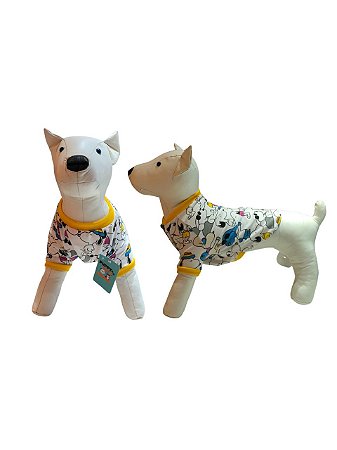 Camisa Snoopy Verão Gola Amarela Para Cachorros