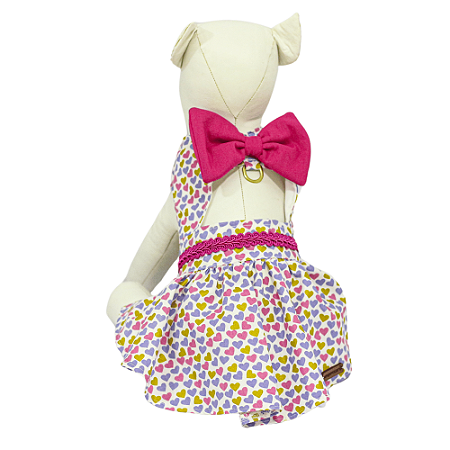 Vestido Pet Vazado C/ Estampa De Corações Para Cadelas